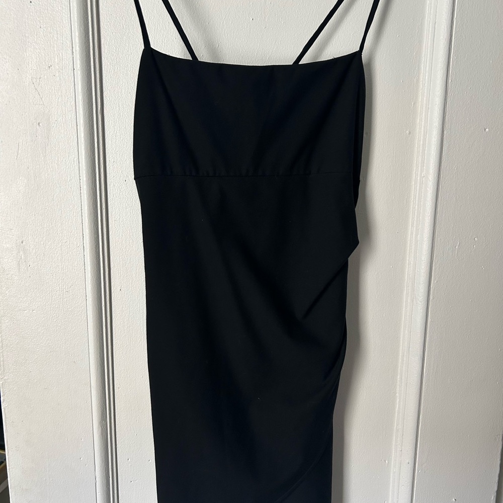 Zara Black Ruched Cocktail Slip Dress